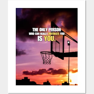 Basketball Ring Sunset Motivational & Inspirational Quote Posters and Art